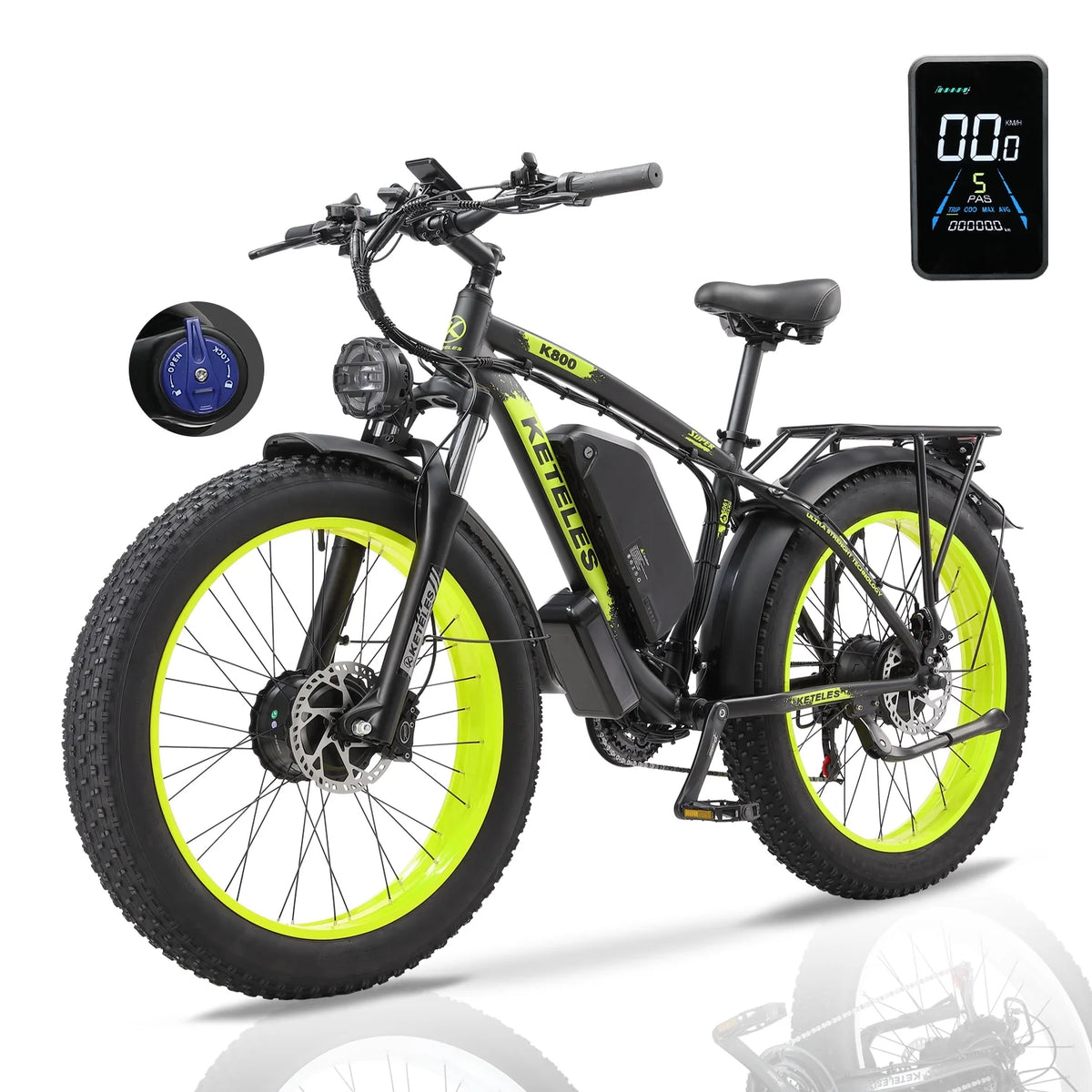 2000W 26 Fat Tire Electric Bike with 48V 23AH Removable Battery A628