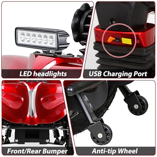 Red Heavy Duty 4 Wheel Mobility Scooter W969765