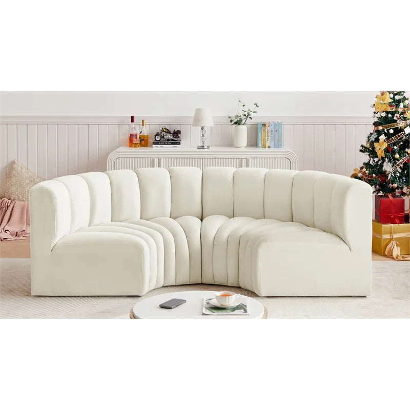 Cream Velvet Modular Sofa O540904