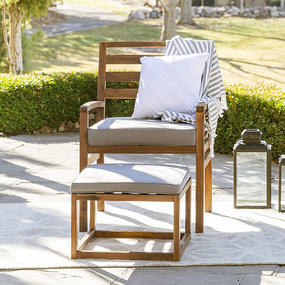 Acacia Wood Patio Chair with Ottoman F567
