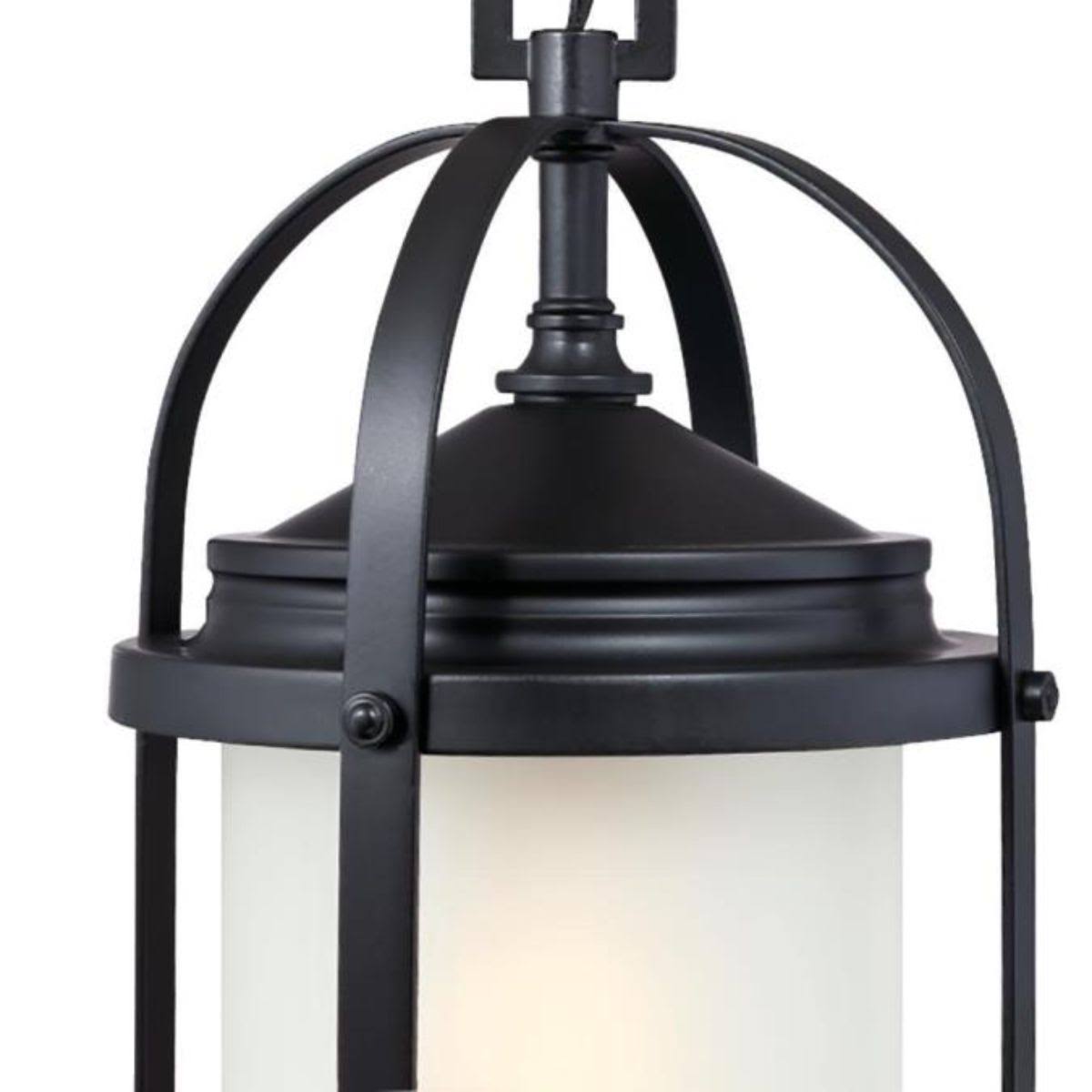 Matte Black Outdoor Pendant with Frosted Glass B7595