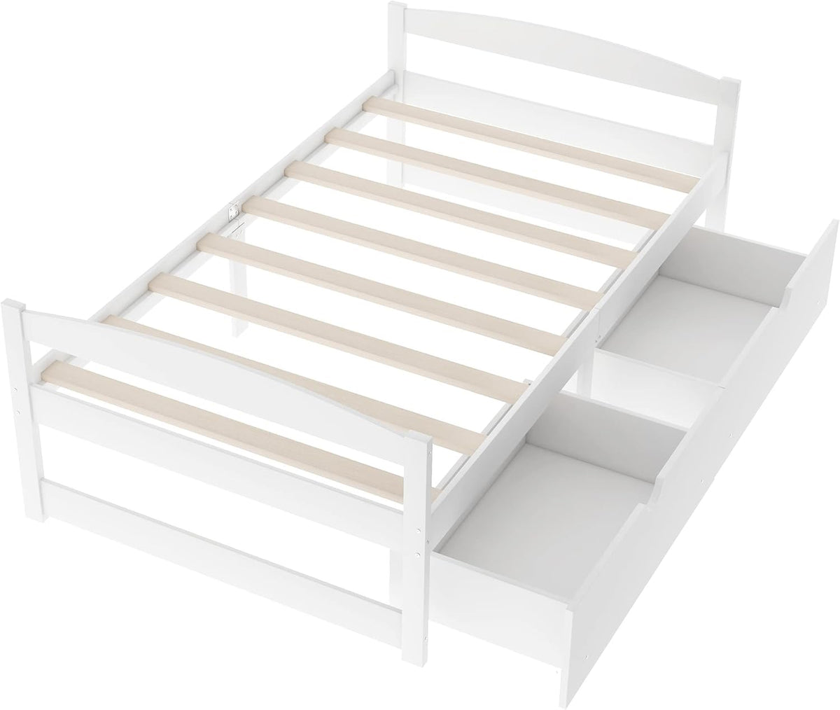White Twin Size Wood Daybed with 2 Drawers M16373
