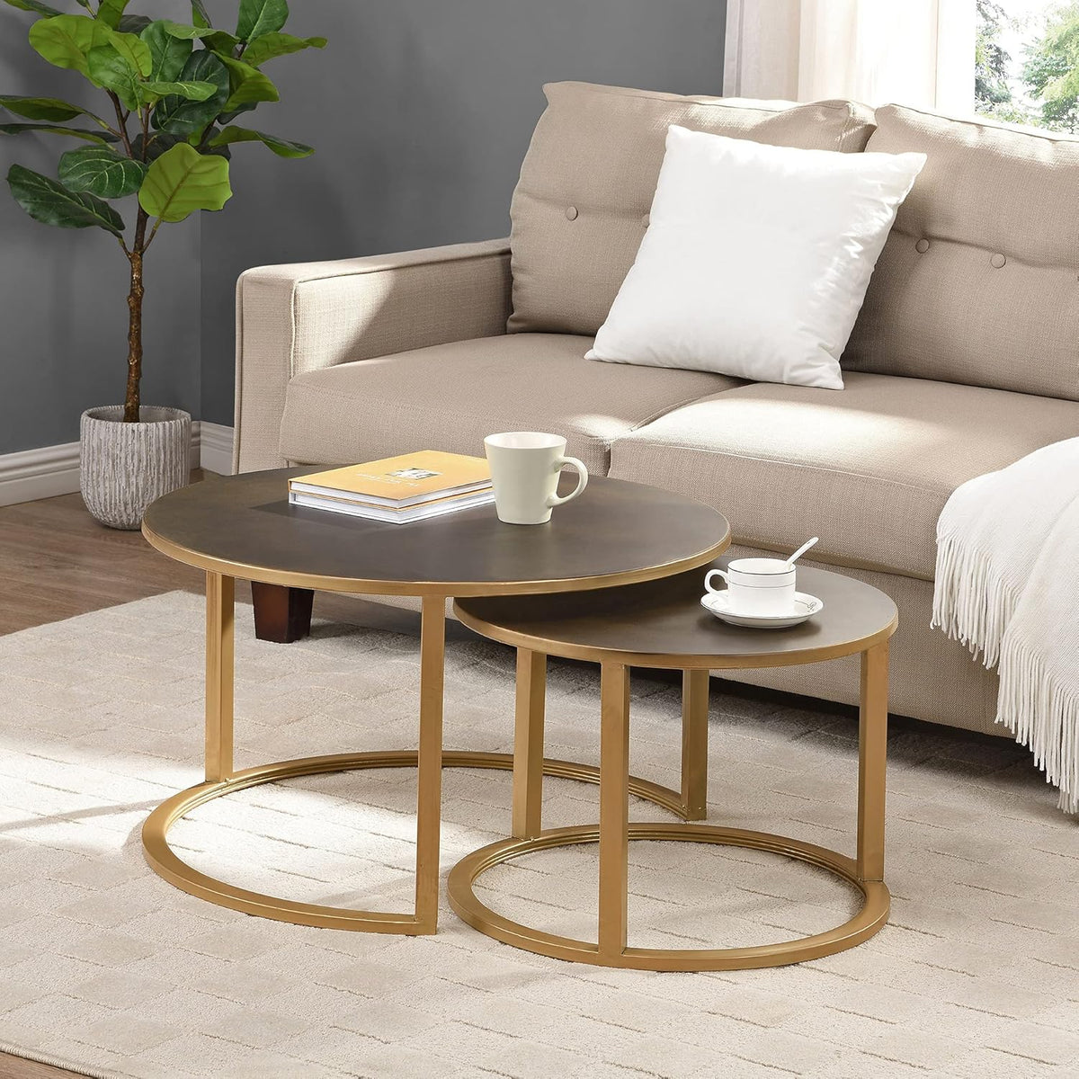 Silver Nesting Coffee Table 2-Piece Set B919265