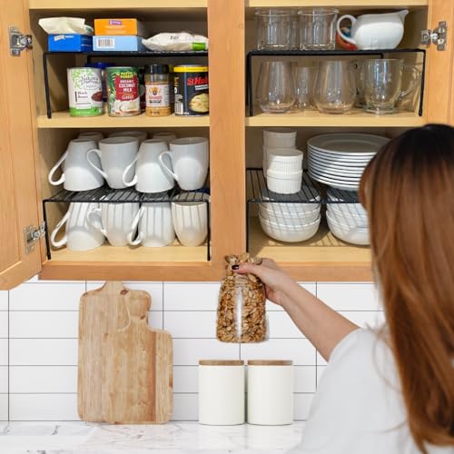 Black 2 Pack Metal Shelf Risers O27731