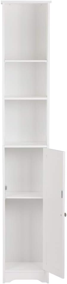 White Tall Bathroom Storage Cabinet with Doors and Shelves Y932