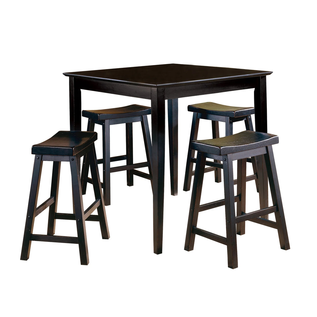 Black Solid Wood Counter Height Stools Set of 2 P914501