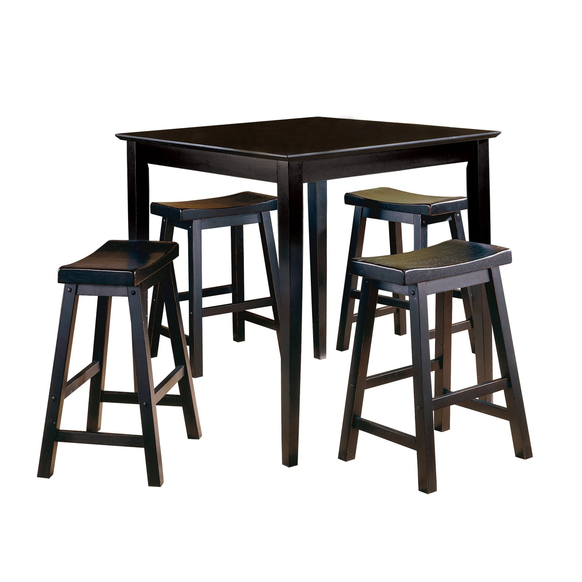 Black Solid Wood Counter Height Stools Set of 2 P914501