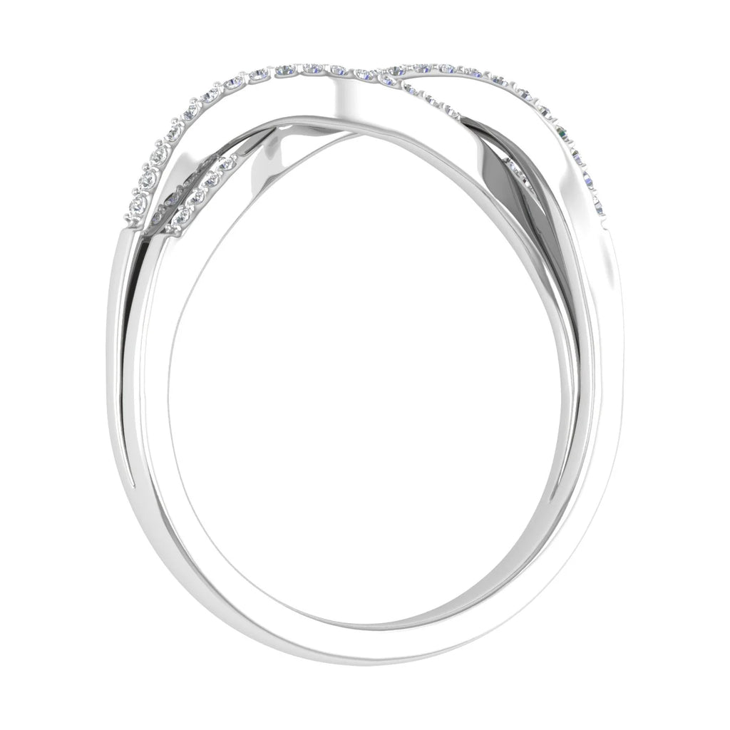10K White Gold Diamond Twisted Wedding Band Ring I54623