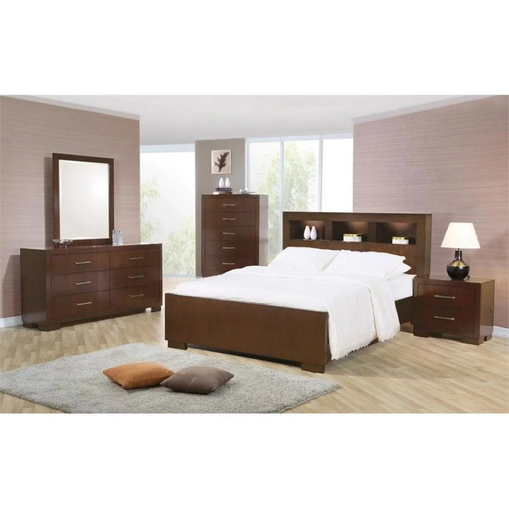 Cappuccino Bedroom Set with Bookcase Headboard A42528