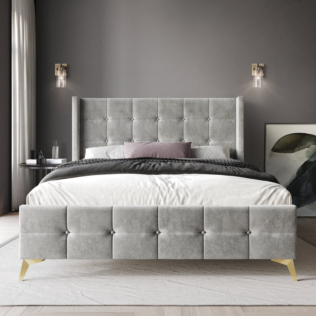 Twin Size Velvet Upholstered Bed P386