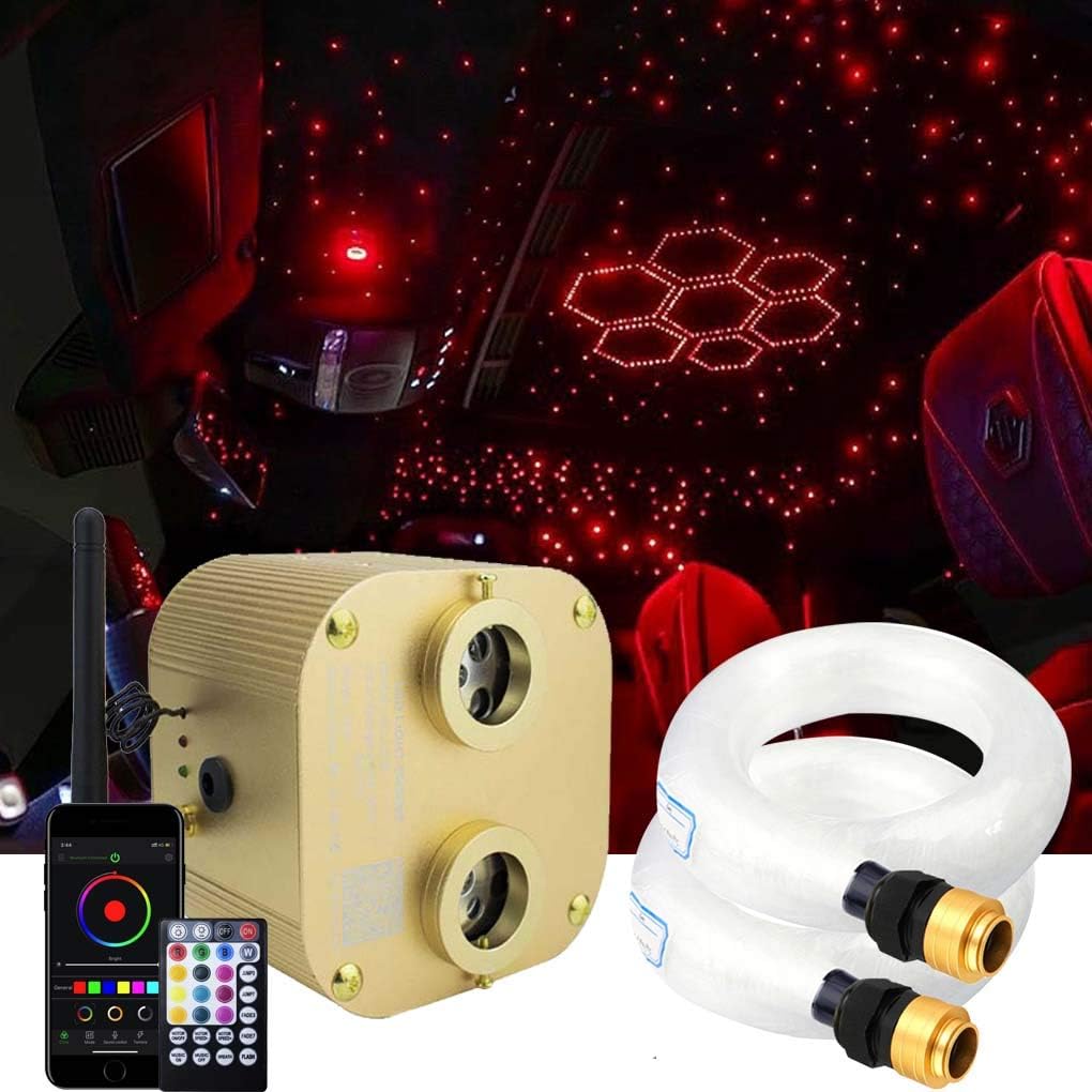 Bluetooth Fiber Optic Star Ceiling Lighting Kits Mixed 335pcs 13.1ft Fiber Strands End Glow RGBW Music Mode Light Source O332458