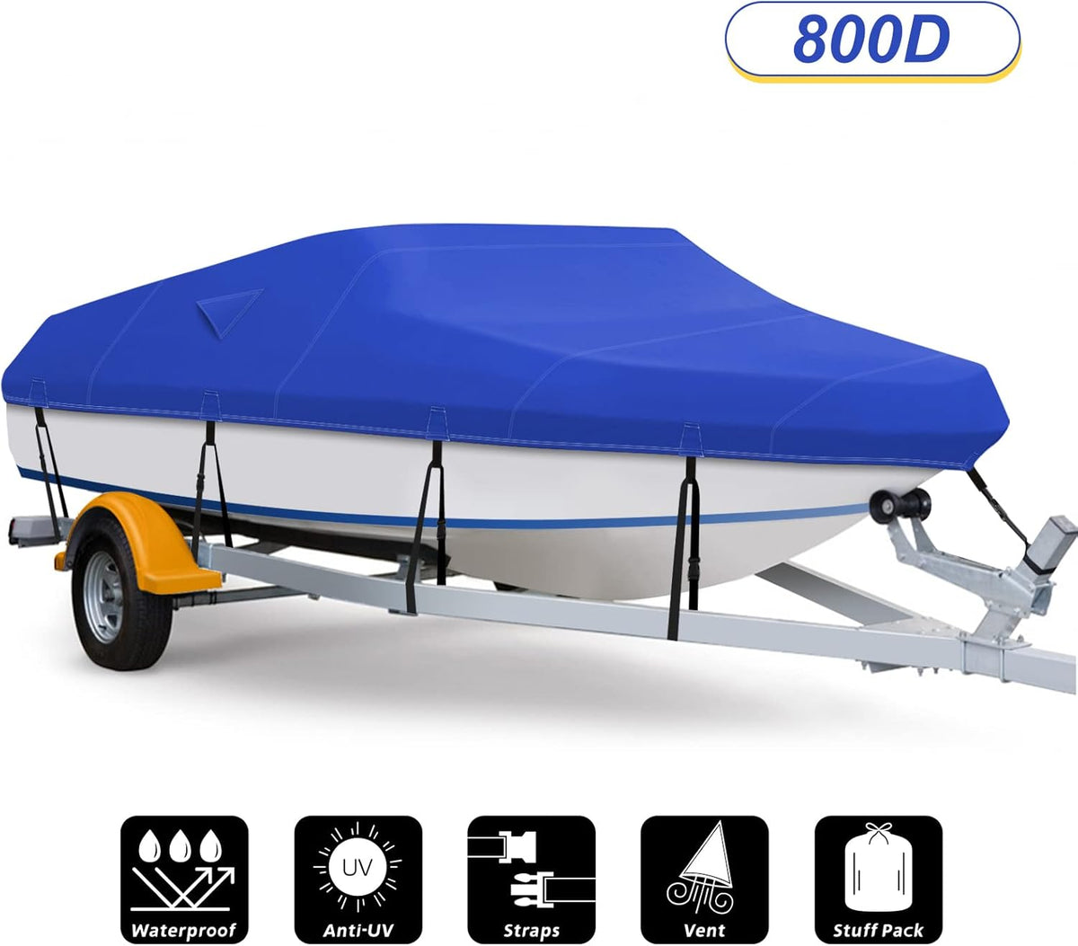 600D Waterproof Heavy Duty Canvas Boat Cover 17-19 ft P8132