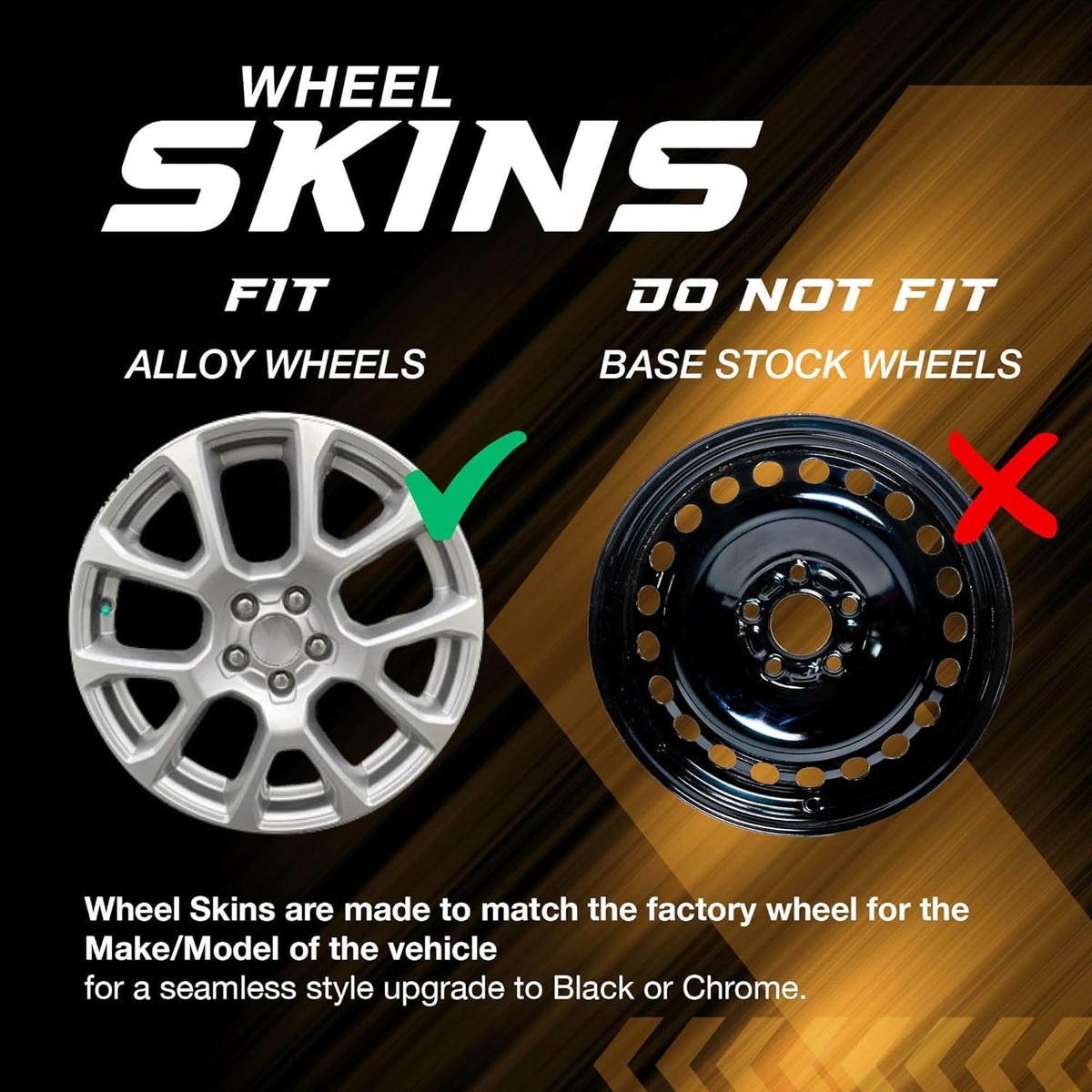 20" Gloss Black Wheel Skin Set ABS Plastic B5764