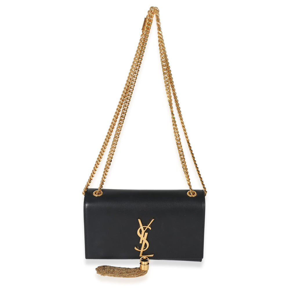 Black Smooth Leather Small Tassel Bag B88023