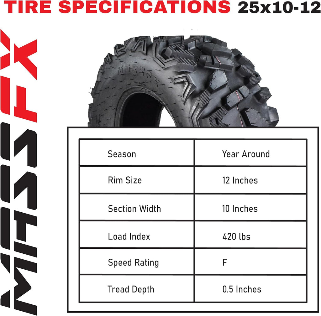 25x8-12 25x10-12 6 PLY 25" Tubeless ATV UTV Tire Set Y6527
