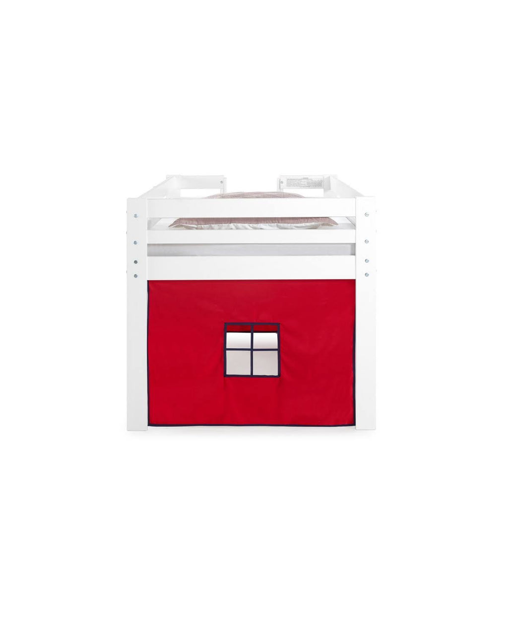 White Twin Junior Loft Bed with Playhouse Tent K243