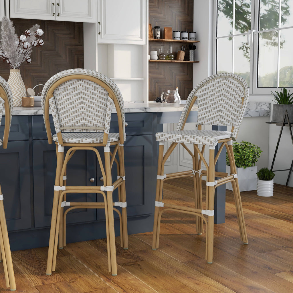 Navy & White Patio Bar Chairs (Set of 2) U15228