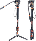 71 inch Lightweight Aluminum Monopod with Pan Tilt Fluid Head and Tripod Base W411