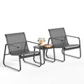 Patio Chairs Set with Glass Coffee Table and Gray Cushion B7215