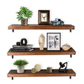 Natural Wood Floating Shelves Set of 3 S207