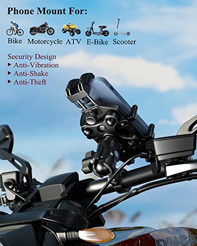 Motorcycle Phone Holder with Vibration Dampener Anti-Theft Handlebar Mount Q5272