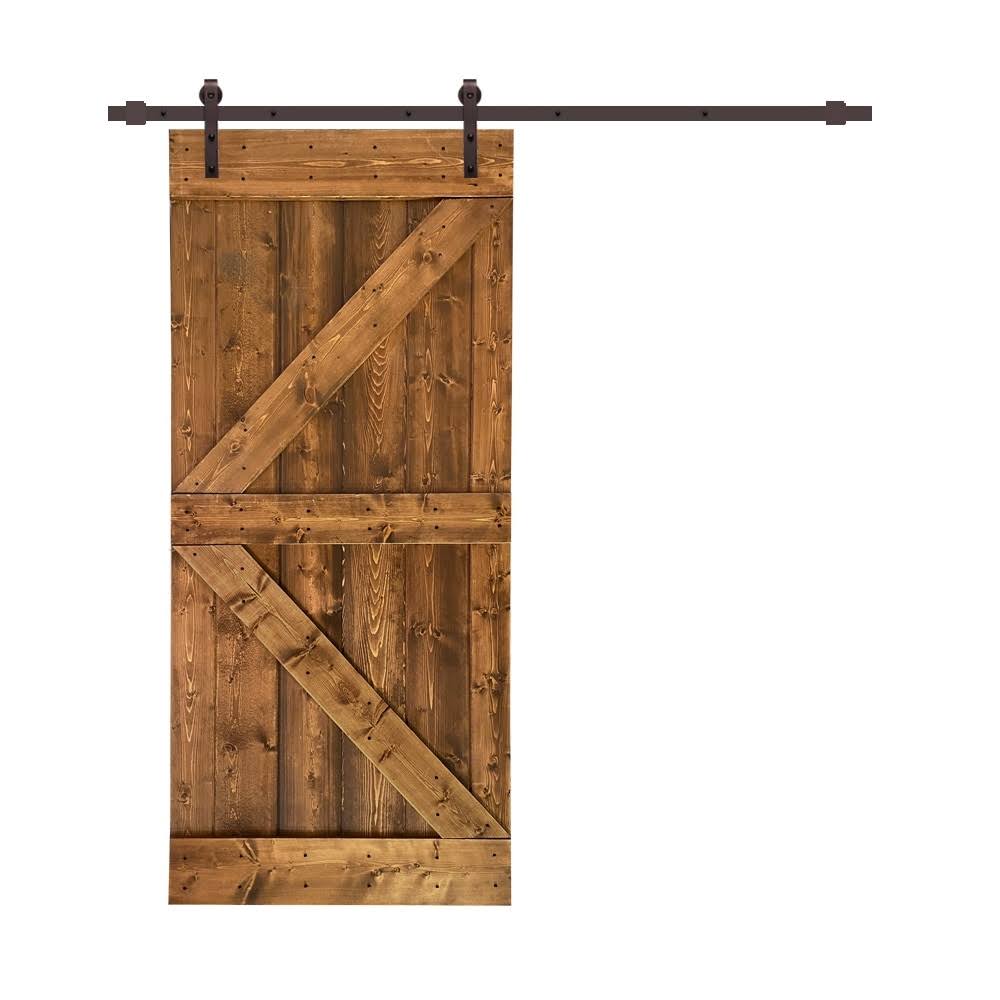Ocean Blue Stained Wood Interior Sliding Barn Door with Hardware Kit Z5790