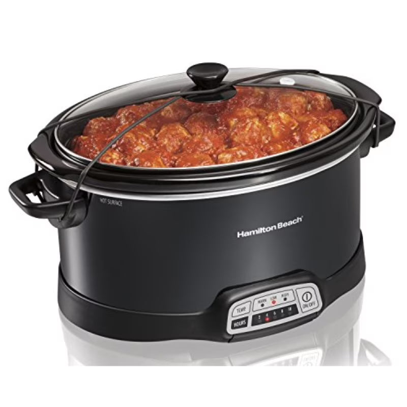 7-Quart Slow Cooker with Lid Latch Strap, Black J51619