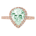 Pear Cut Blue Moissanite 18k Rose Gold Halo Ring Size 3.5 J432572