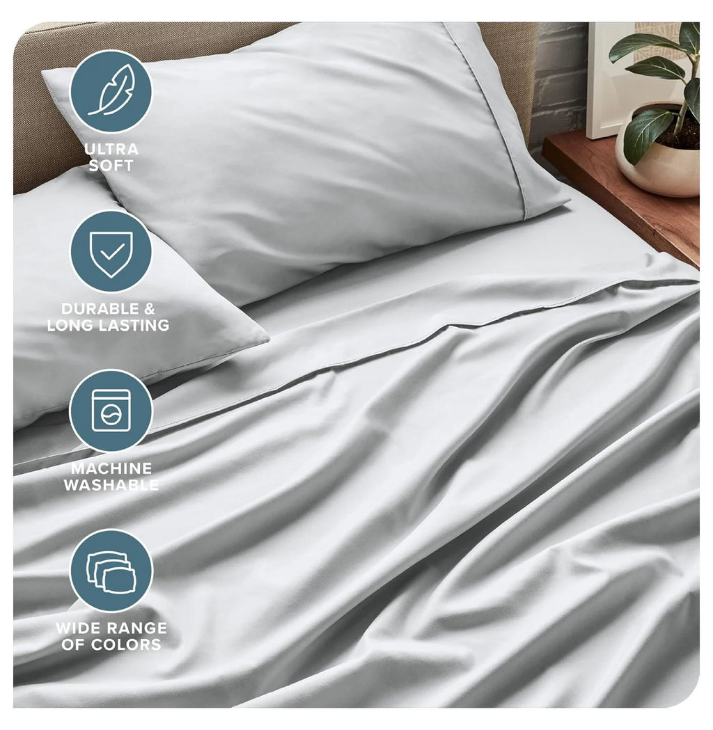 Full XL 4 Piece Microfiber Sheet Set, French Grey A8244