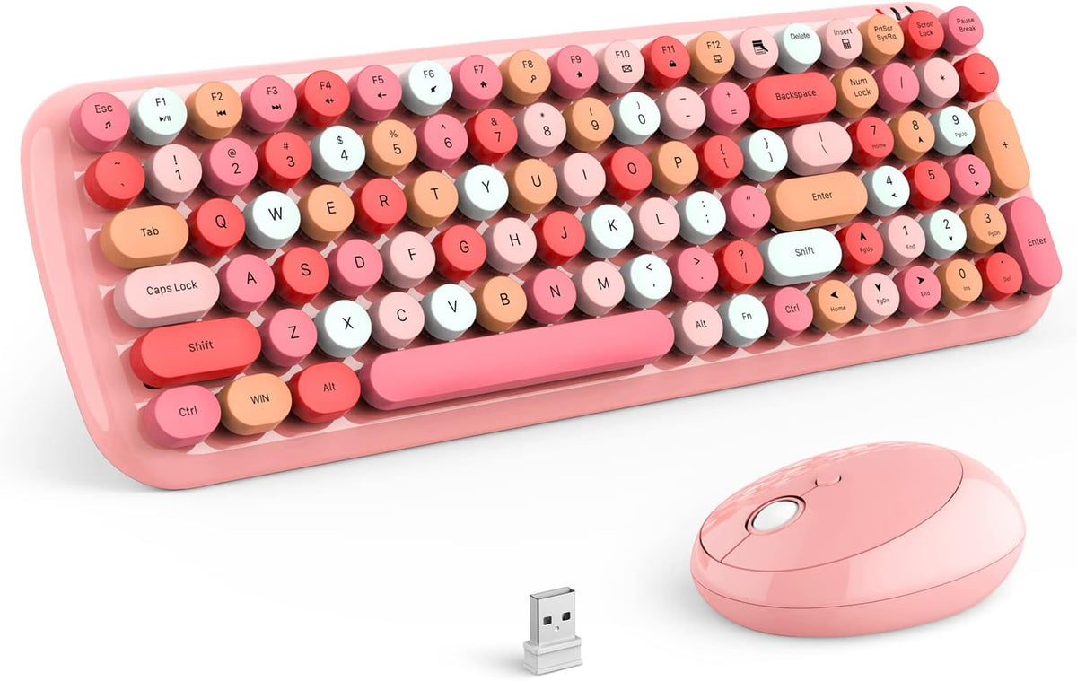 Retro Typewriter Wireless Keyboard with Round Keycaps F8926