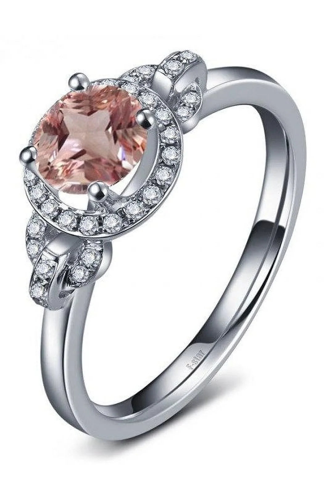 14K White Gold Morganite And Diamond Moissanite Engagement Ring C295277