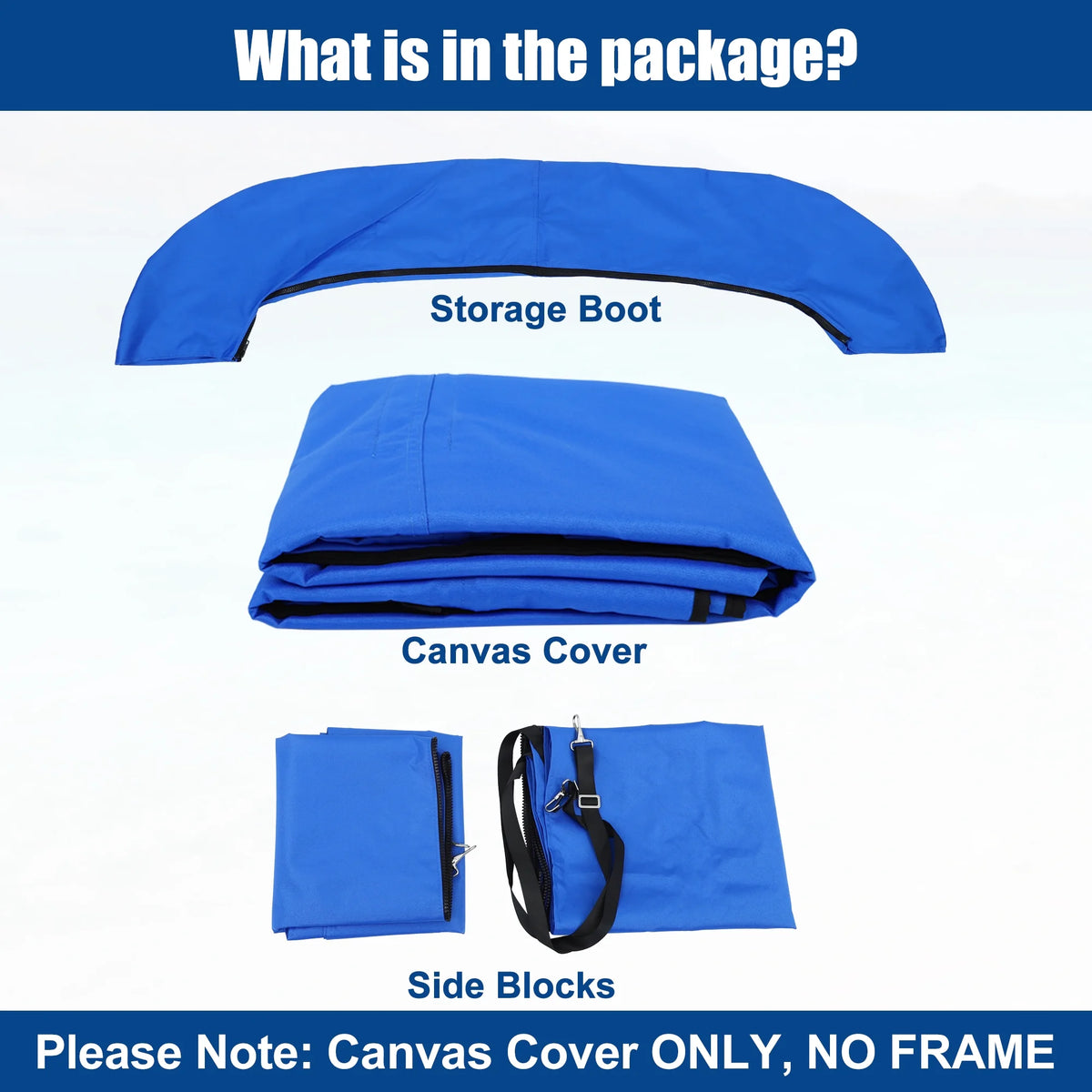 600D 3 Bow 6'L x 46"H x 67"-72"W Bimini Top Canvas Cover with Detachable Side Blocks Storage Blue X85560