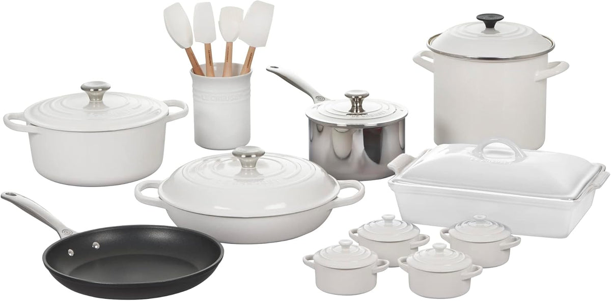 White 20 Piece Mixed Material Cookware Set S97962