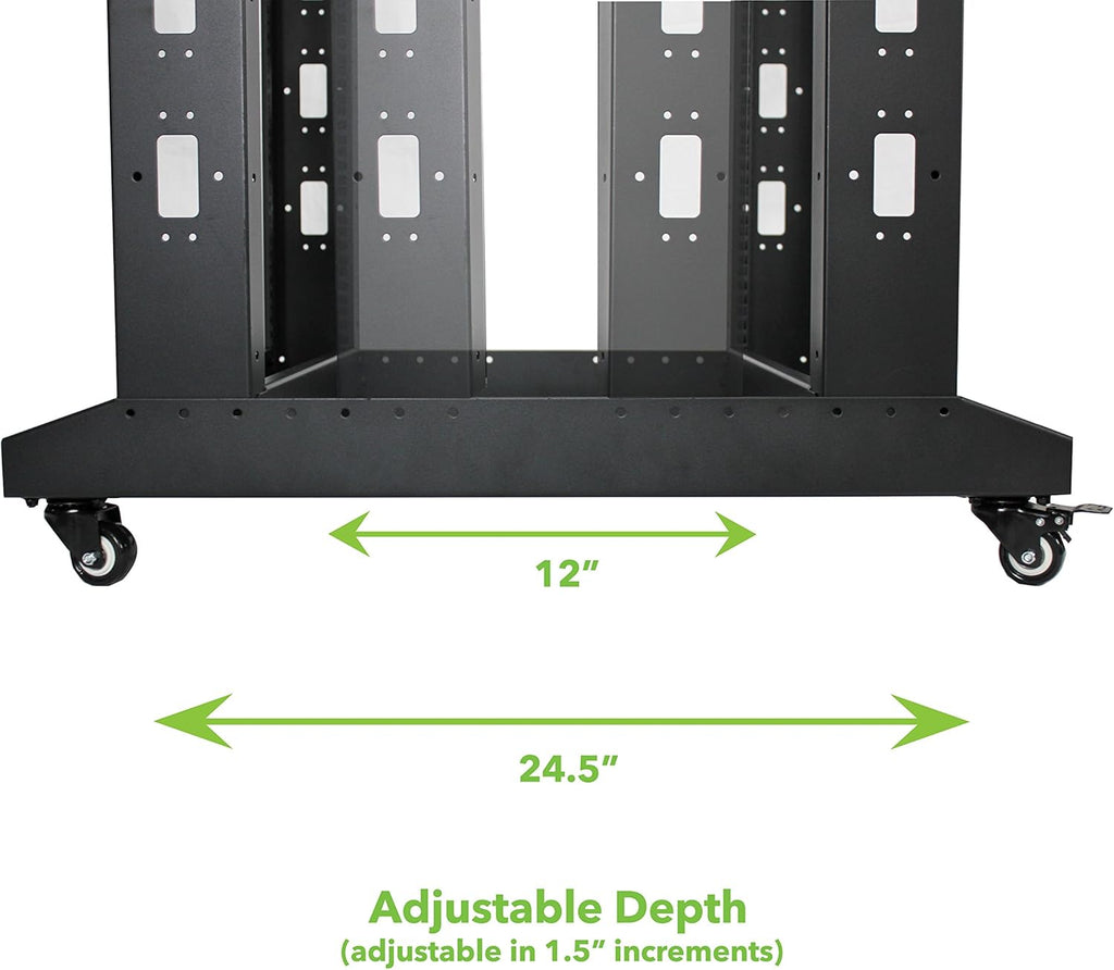 22U 4-Post Open Frame Server Network Rack with Casters Black A261474