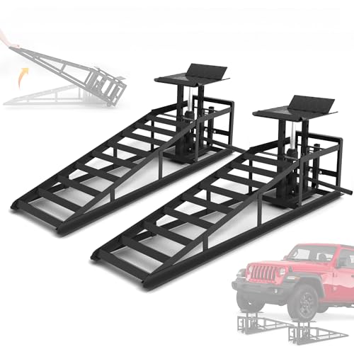 Black Heavy Duty Steel Car Ramps 2 Pack T200