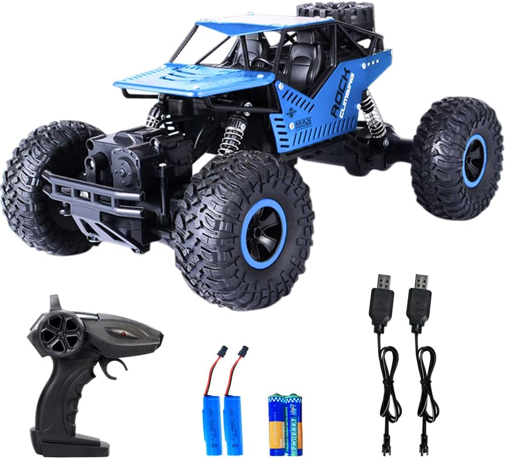 1:16 Scale 4WD 2.4 GHz Remote Control Car with 2 Rechargeable Batteries (Blue) P417