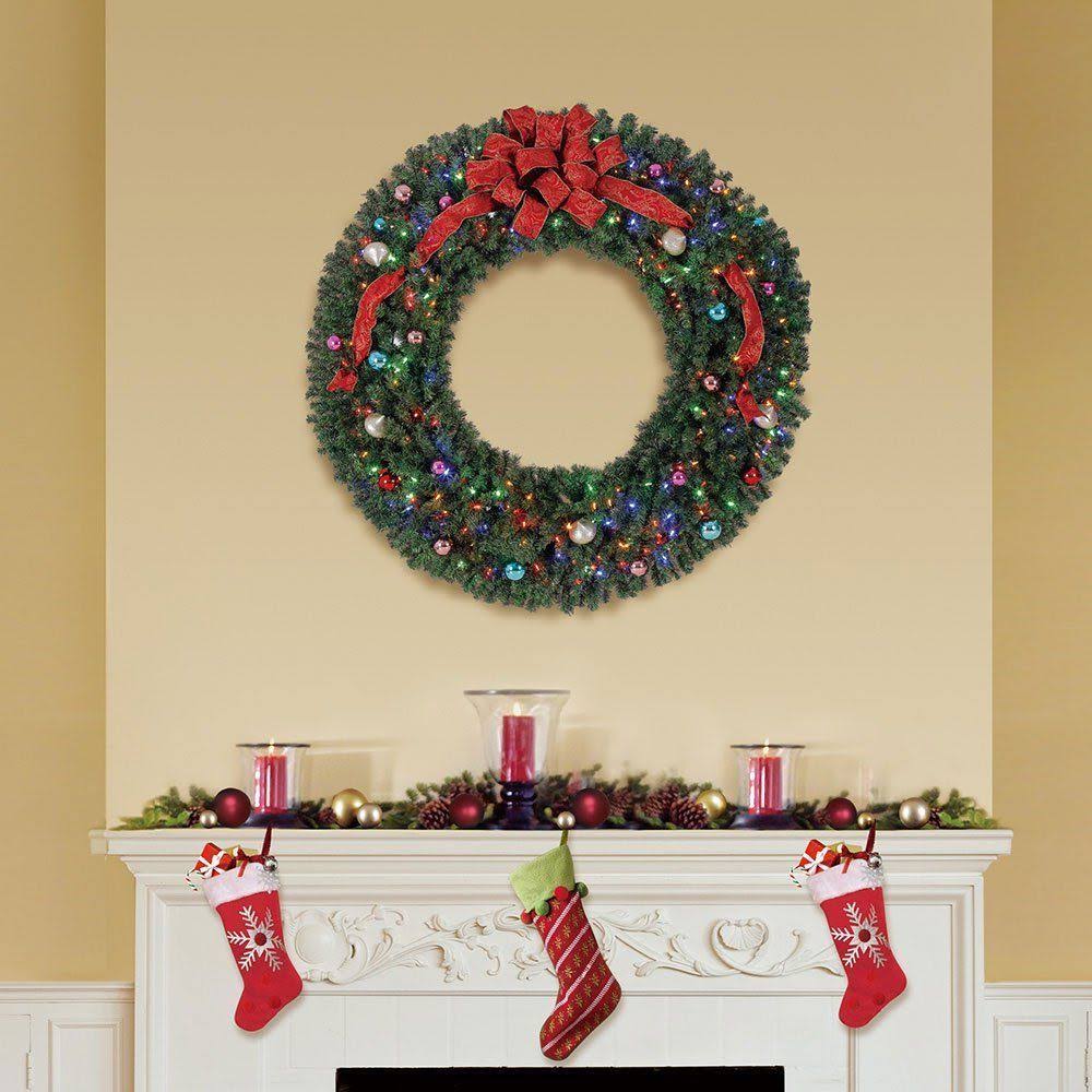 60 Inch Clear & Color Changing LED Lit Christmas Wreath V576