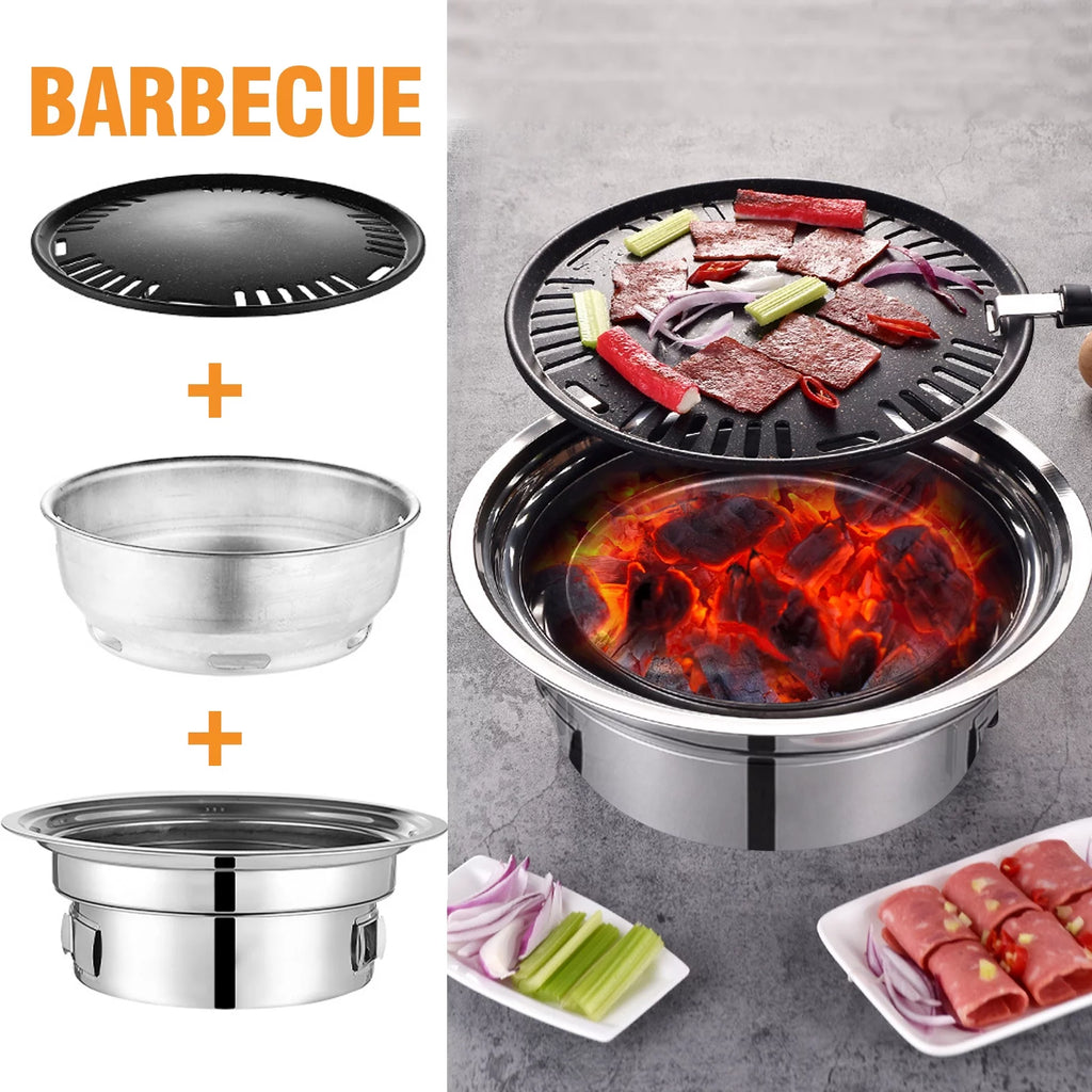 Portable Non-stick Round Charcoal BBQ Grill I81945