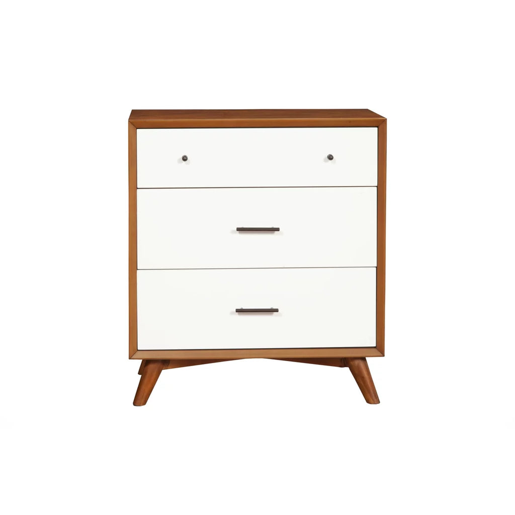Brown and White 3 Drawer Wooden Chest L95936