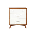 Brown and White 3 Drawer Wooden Chest L95936