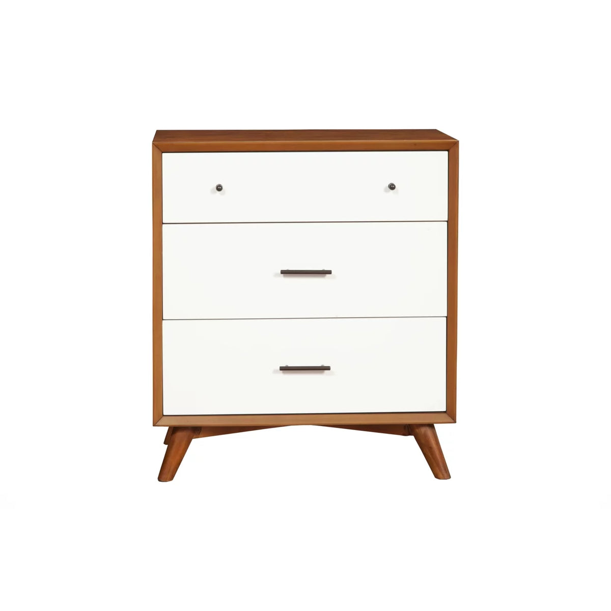 Brown and White 3 Drawer Wooden Chest L95936