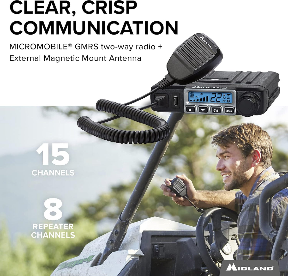15 Watt GMRS Two-Way Radio with Magnetic Mount Antenna D91196