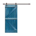 Ocean Blue Stained Wood Interior Sliding Barn Door with Hardware Kit Z5790