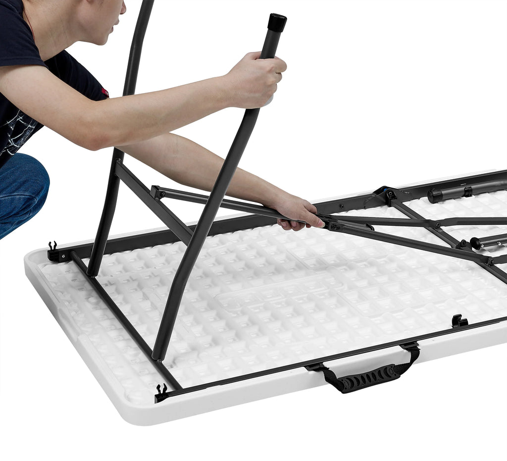 White 6 Foot Fold-in-Half Plastic Table E824026