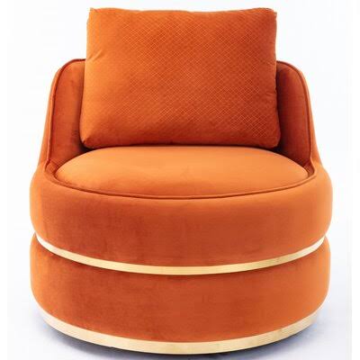 Orange Velvet Swivel Barrel Accent Chair S5535