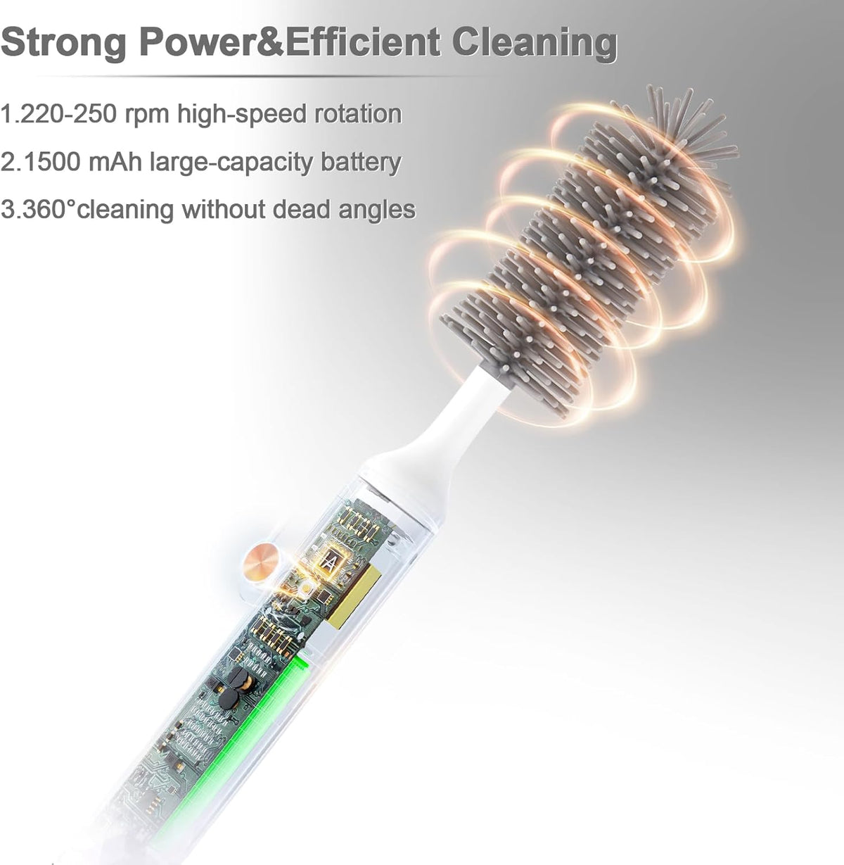 White 1500mAh Electric Baby Bottle Brush Set I716838