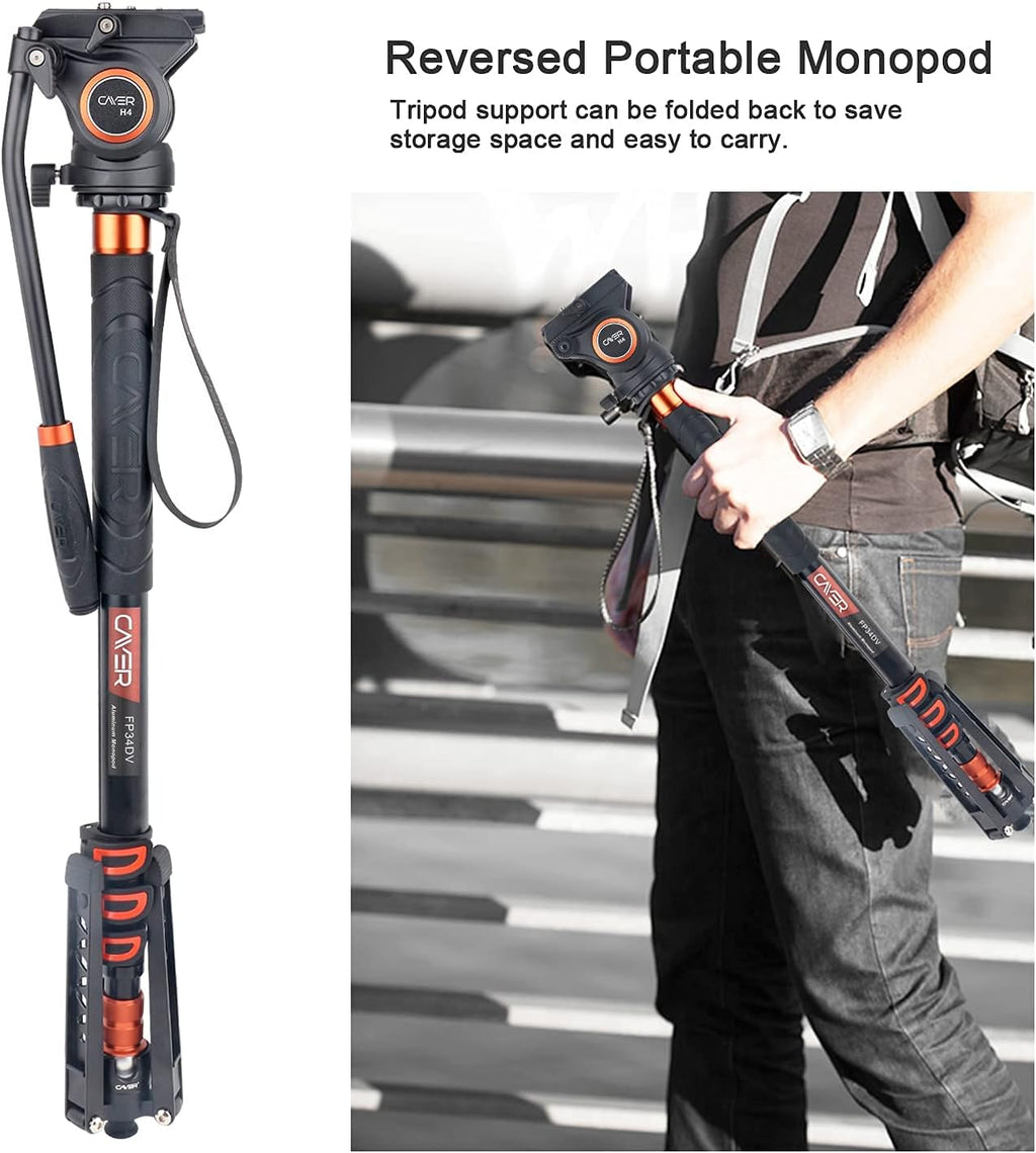 71 inch Lightweight Aluminum Monopod with Pan Tilt Fluid Head and Tripod Base W411