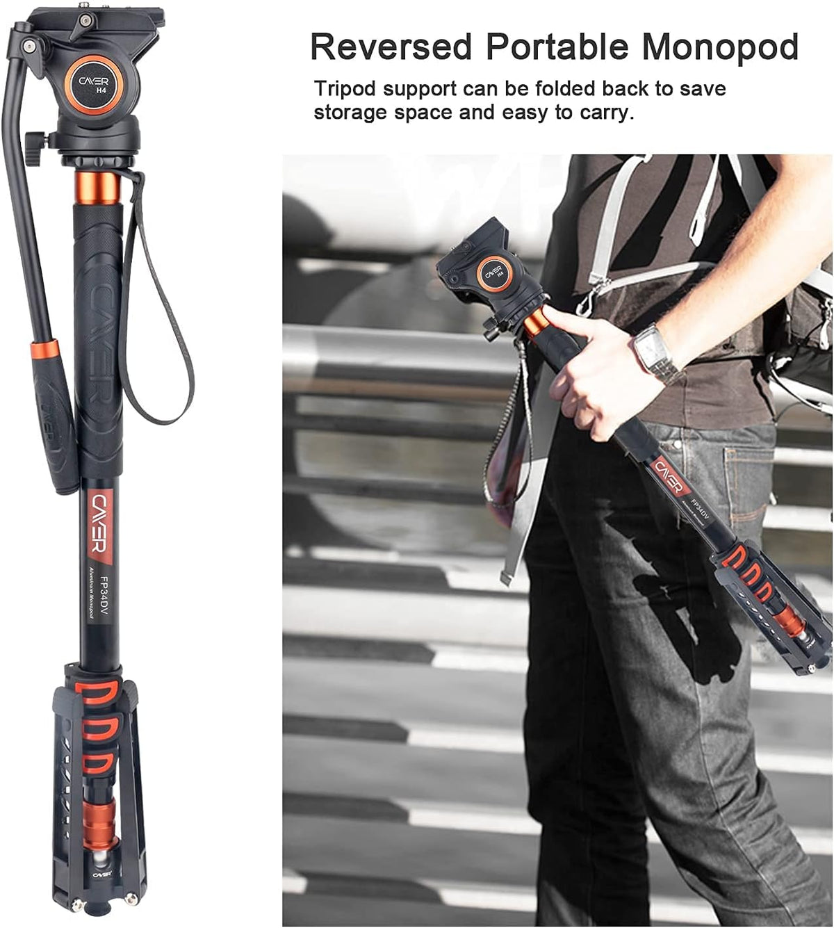 71 inch Lightweight Aluminum Monopod with Pan Tilt Fluid Head and Tripod Base W411