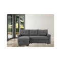 Light Gray Linen Reversible Sleeper Sectional Sofa with Storage Chaise D719