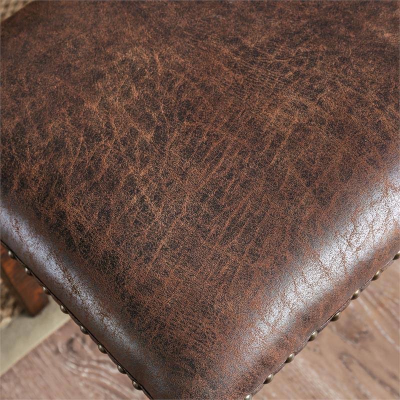 Solid Wood Nailhead Trim Bench in Dark Oak H41283